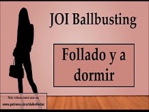 En español JOI Ballbusting Anal y a dormir con un consolador