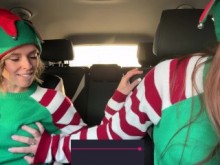 Nadia Foxx y Serenity Cox como Horny Elves se corren en un autoservicio con vibradores controlados a distancia / 4K