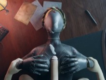 Atomic Heart Hombre blanco follando tetas Chica robot Pechos grandes Semen en la cara Paja rusa Animación Juego